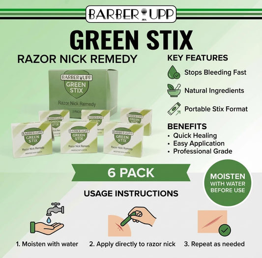 Styptic Pencil for Razor Cuts & Nicks - 6 Pack (120 Green Sticks) Instantly Stops Bleeding | Men's Shaving Essential, Disposable, Sanitary & Fragrance-Free | Perfect for Barbershops, Salons, Travel & Home