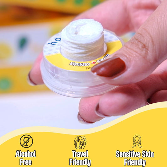 Hand Pop Travel Hand Wipes – 24 Single-Use Alcohol-Free Wet Wipes, Individually Wrapped, Lemon or Fresh Scent, Perfect for Travel, Work & Everyday Use