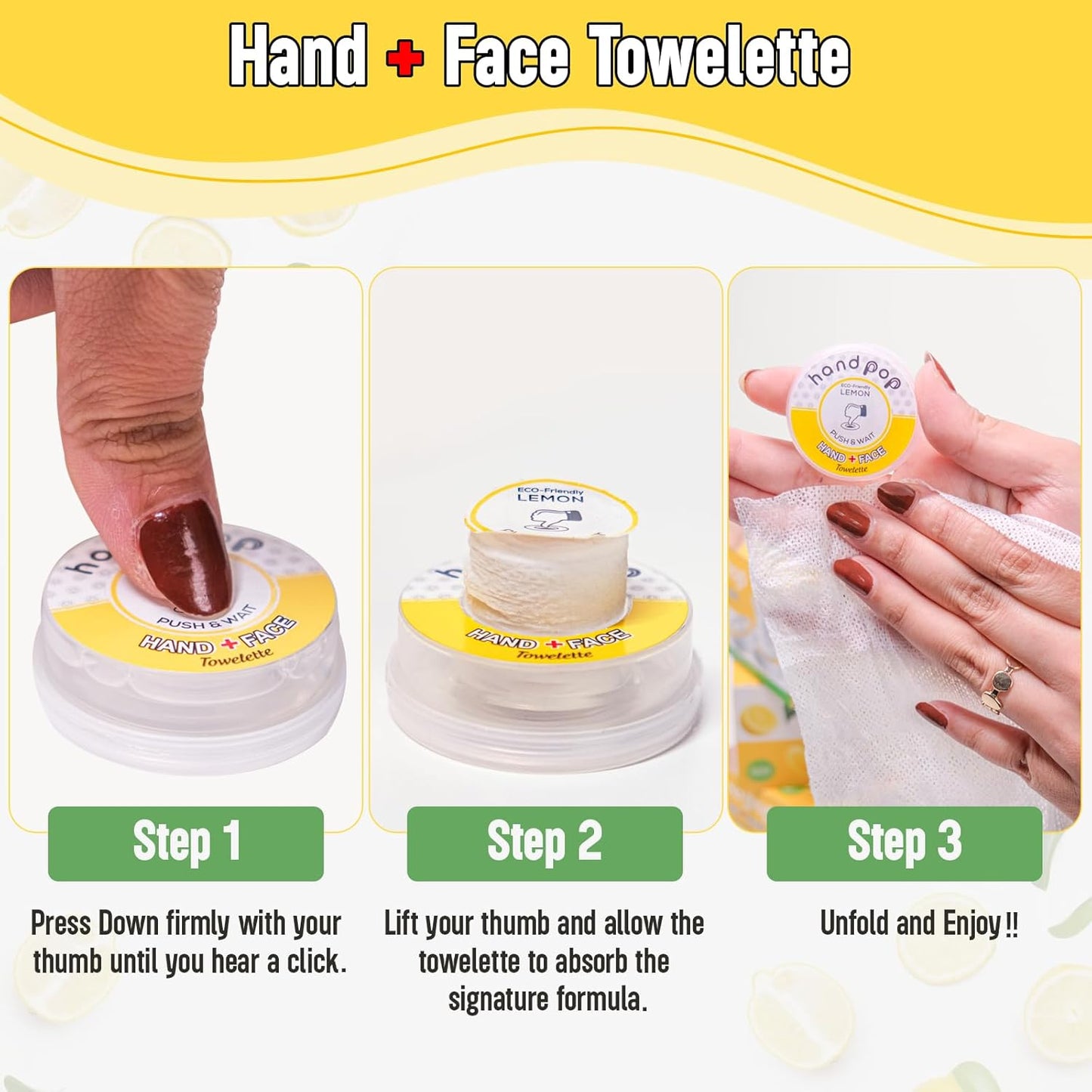 Hand Pop Travel Hand Wipes – 24 Single-Use Alcohol-Free Wet Wipes, Individually Wrapped, Lemon or Fresh Scent, Perfect for Travel, Work & Everyday Use