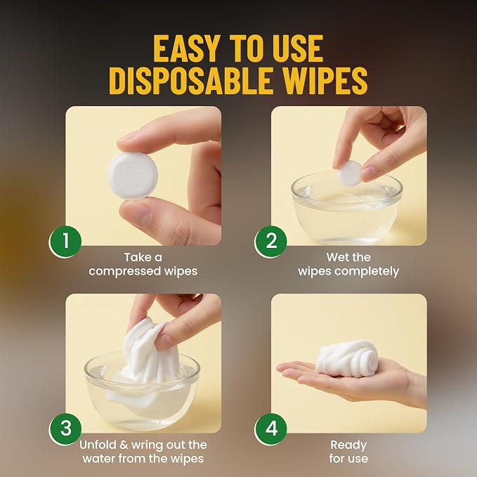 20 PCS Coin Compressed Wipes – Portable Mini Coin Tablets for Travel, Camping, Outdoor, Face and Hand Wipes – Expandable Water-Activated Disposable for Men and Women