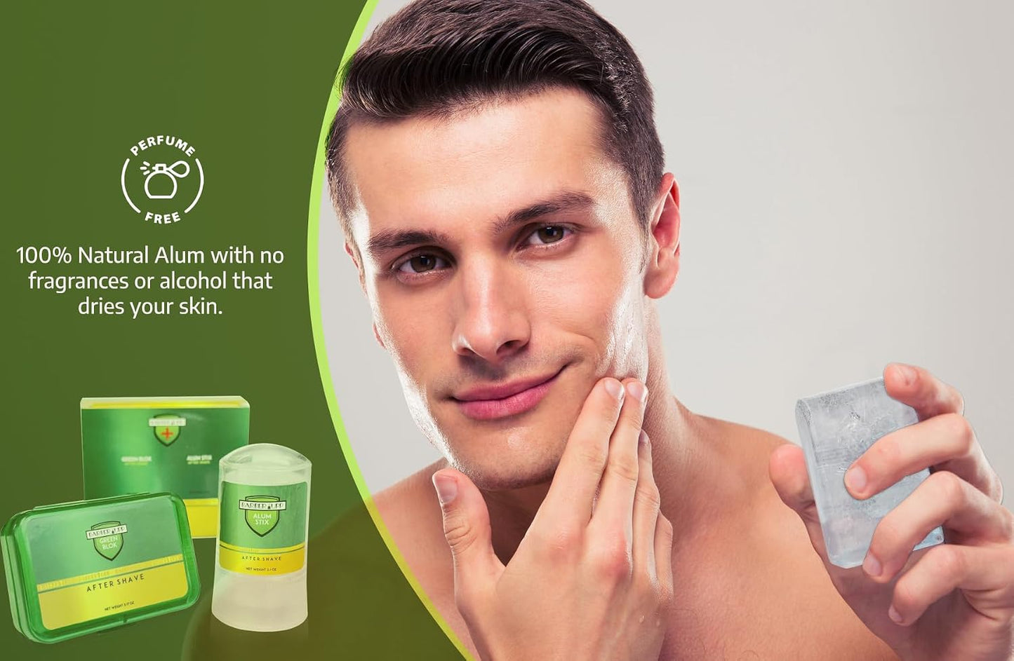 Natural Alum Block Styptic Stick - 3.5 oz / 100g, Post-Shave Essential for Men - Soothing Aftershave Care - Stops Razor Nicks & Cuts - Includes Portable Travel Case – Combo Pack