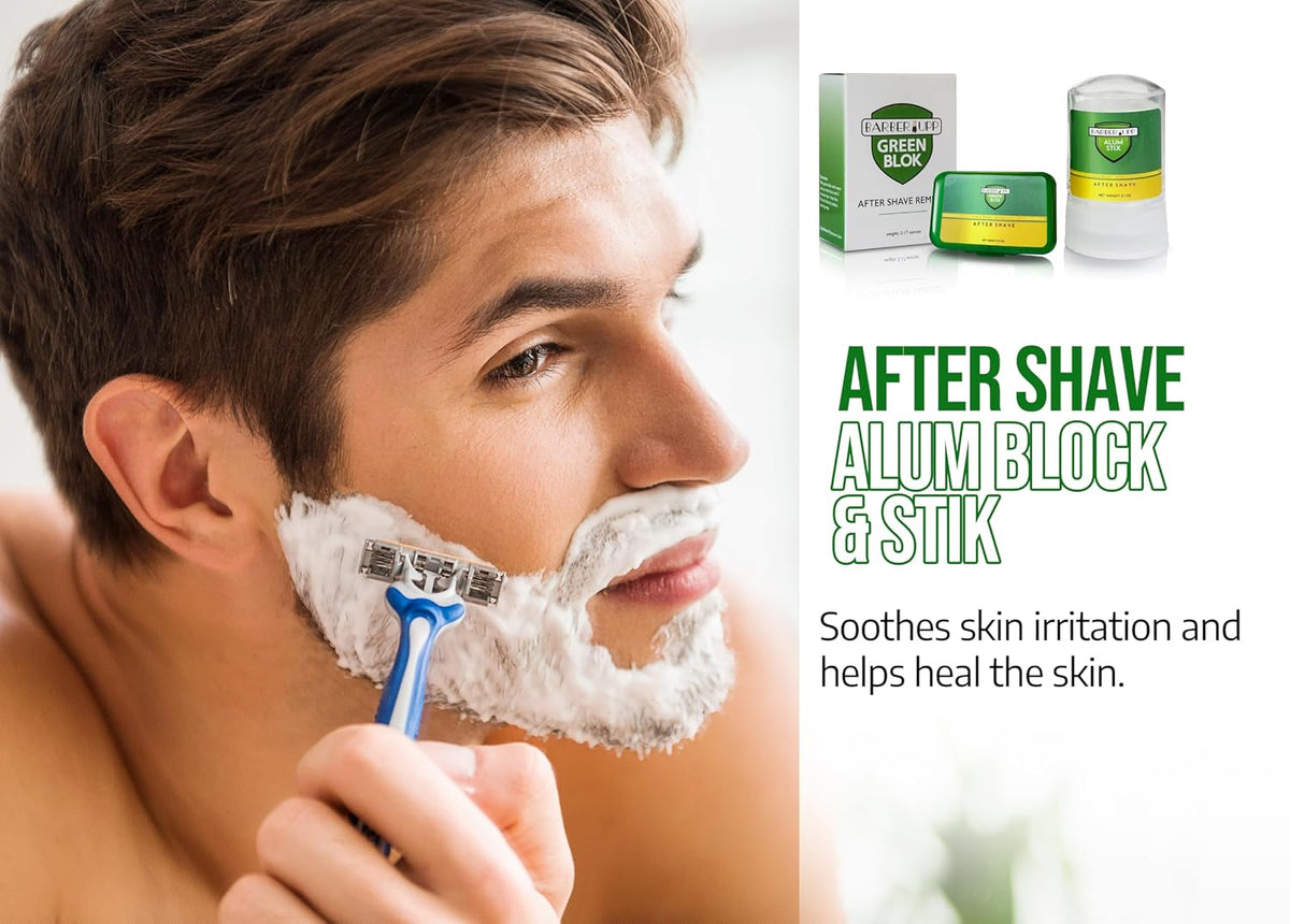Natural Alum Block Styptic Stick - 3.5 oz / 100g, Post-Shave Essential for Men - Soothing Aftershave Care - Stops Razor Nicks & Cuts - Includes Portable Travel Case – Combo Pack