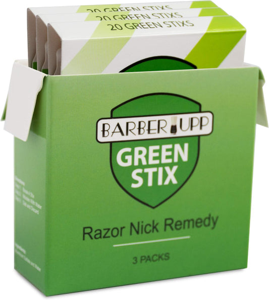 Green Stix Styptic Pencil (3 Pack) | Stops Minor Shaving Nicks, Razor Cuts & Bleeding | Professional Barber & Personal Grooming Accessory