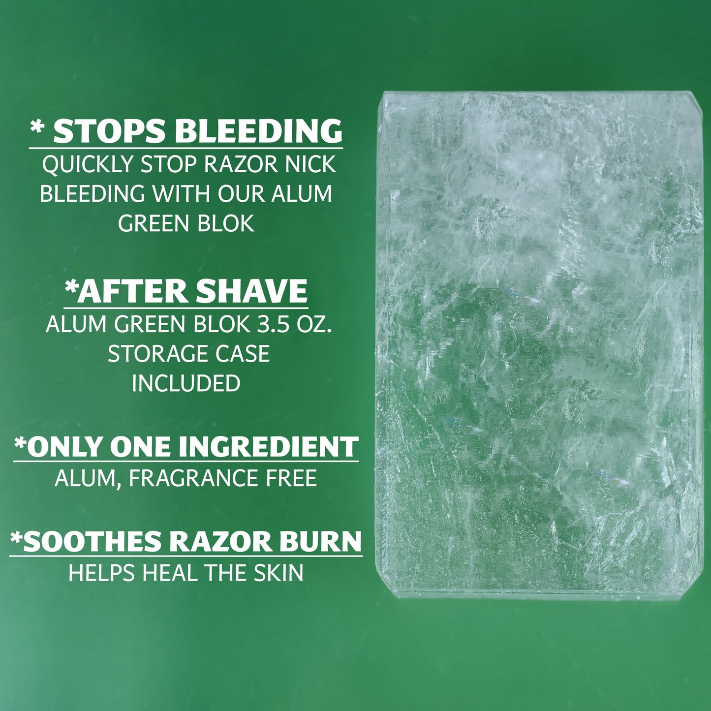Natural Alum Block Styptic Stick - 3.5 oz / 100g, Post-Shave Essential for Men - Soothing Aftershave Care - Stops Razor Nicks & Cuts - Includes Portable Travel Case – Combo Pack